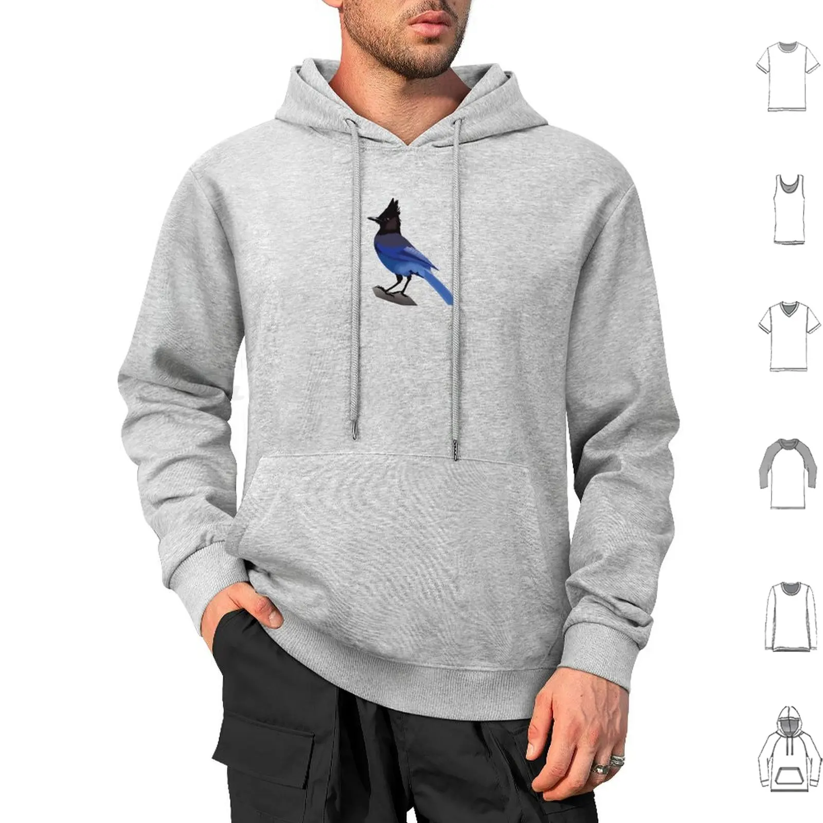 Steller'S Jay Hoodie cotton Long Sleeve Stellers Jay Long Crested Jay Mountain Jay Pine Jay Corvus Stellari Blue Bird