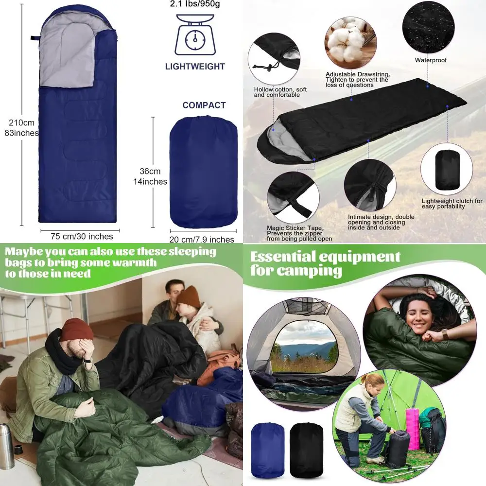 6 عبوات من أكياس النوم السائبة للتبرة بدون منزل، أكياس نوم مقاومة للماء 0 درجة مع كيس ضغط للبالغين في الشتاء البارد #1