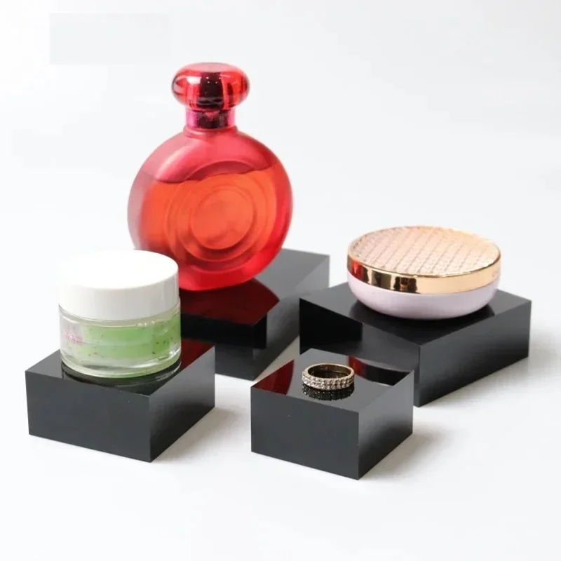 سميكة الاكريليك الصلبة الناهض الأسود البرسبيكس ختم كتلة مجوهرات التجميل عداد عرض حالة دمية حامل ورقة تزيين المنزل #5