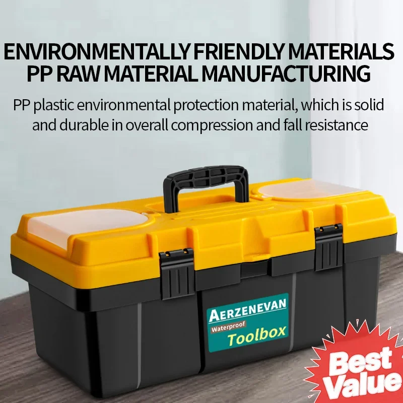 50L Heavy-Duty Industrial-Grade Explosion-Proof Toolbox 17'/'14' Lockable Shatterproof Wear-Resistant with 100kg Load Capacity