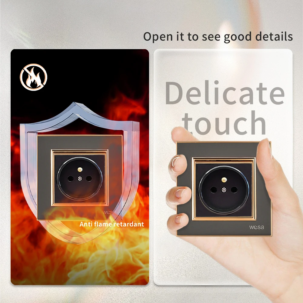 لوحة أكريليك مدمجة على الحائط باللون الأسود معيار فرنسي مع طلاء أرضي مثبطات اللهب ومنافذ كهربائية بلاستيكية ومآخذ طاقة #4