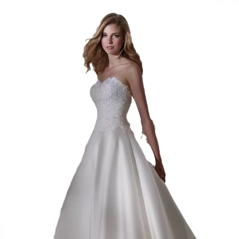 신부 웨딩 외출용 거즈 스트랩리스 하이웨이스트 슬리밍 여름 심플 새틴 텍스처 프레시 스타일