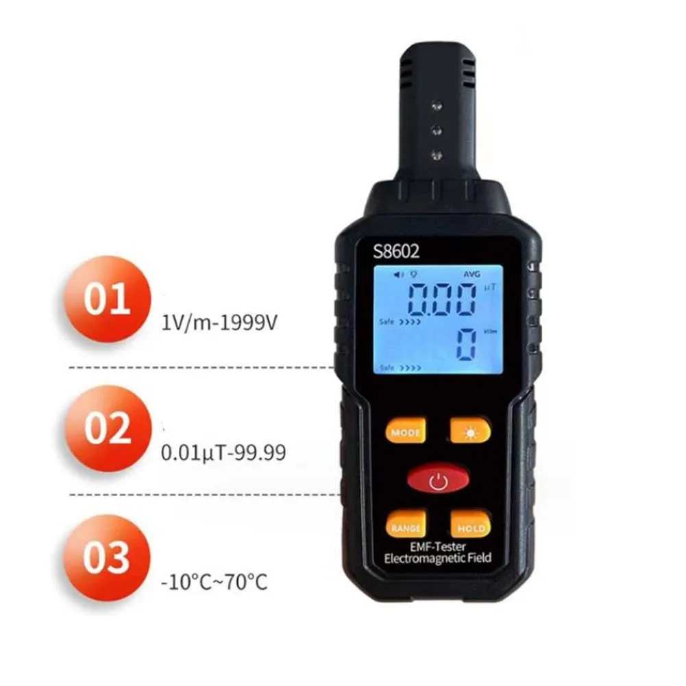 3 In 1 Digital Radiation Dosimeter Geiger Counter EMF Electromagnetic Radiation Tester LCD Radiometer For Indoor & Outdoor