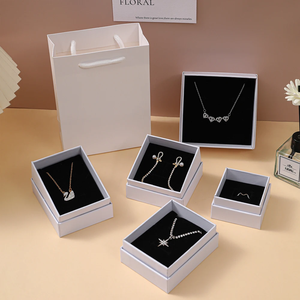 

10Pcs Elegant Jewelry Paper Box Kraft Gift Bag Packaging Earrings Rings Necklace Pendant Bracelet Brooch Watch Crystal Organizer