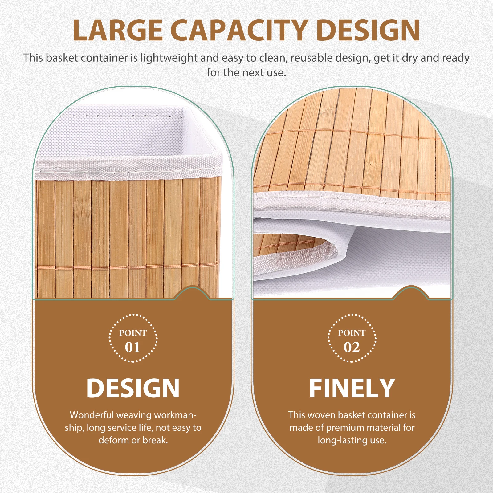 

2Pcs Bamboo Storage Baskets Foldable Desktop Organizer Sundries Holder Woven Home Kitchen Basket for Fruits Snacks Cosmetics