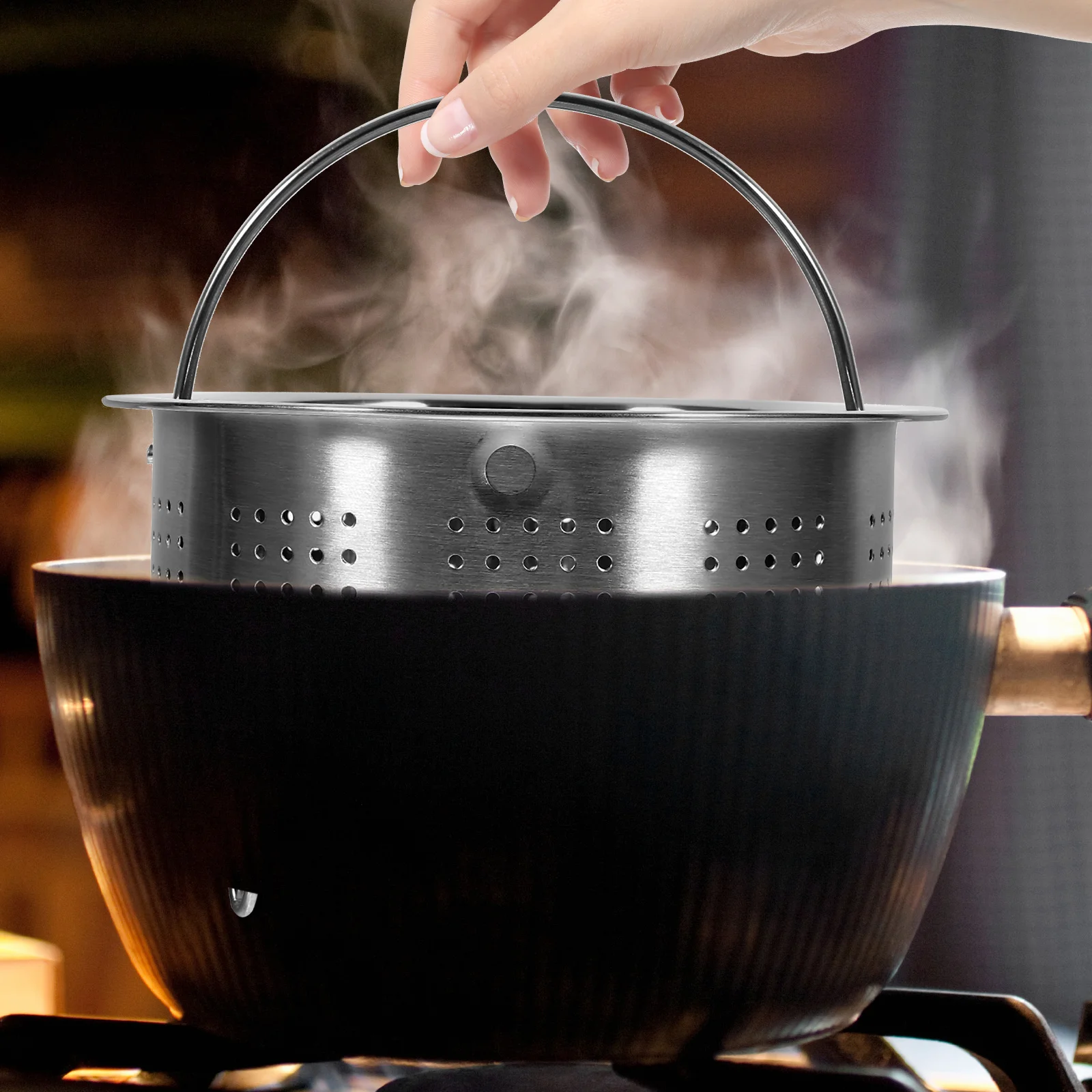 

Rice Cooker Stainless Steel Steaming Basket Food Steamer Basket Kitchen Steaming Rack Reusable Metal Steamer