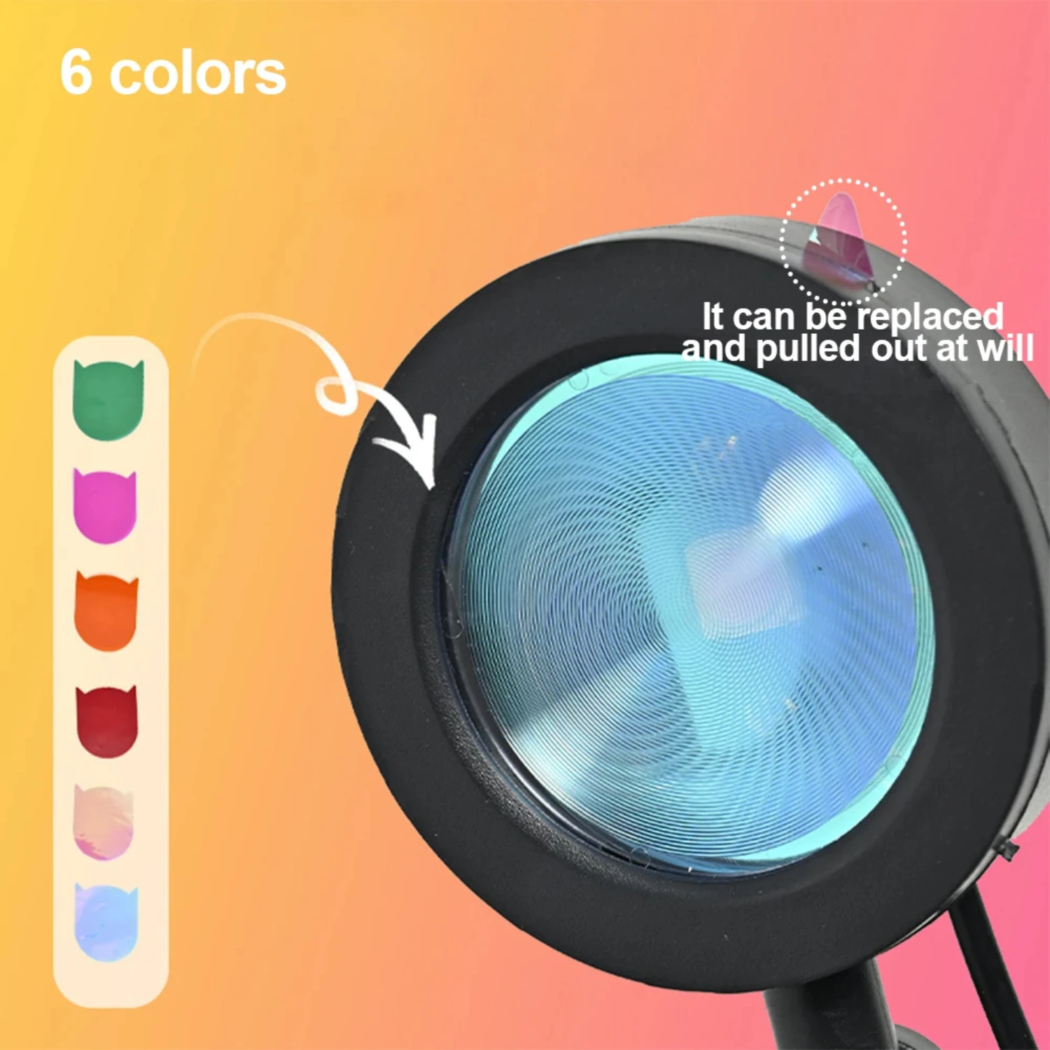 Colorido Sunset Rainbow Projeção Night Light, LED Desk Lamp para Quarto, Decoração Atmosfera, Novo