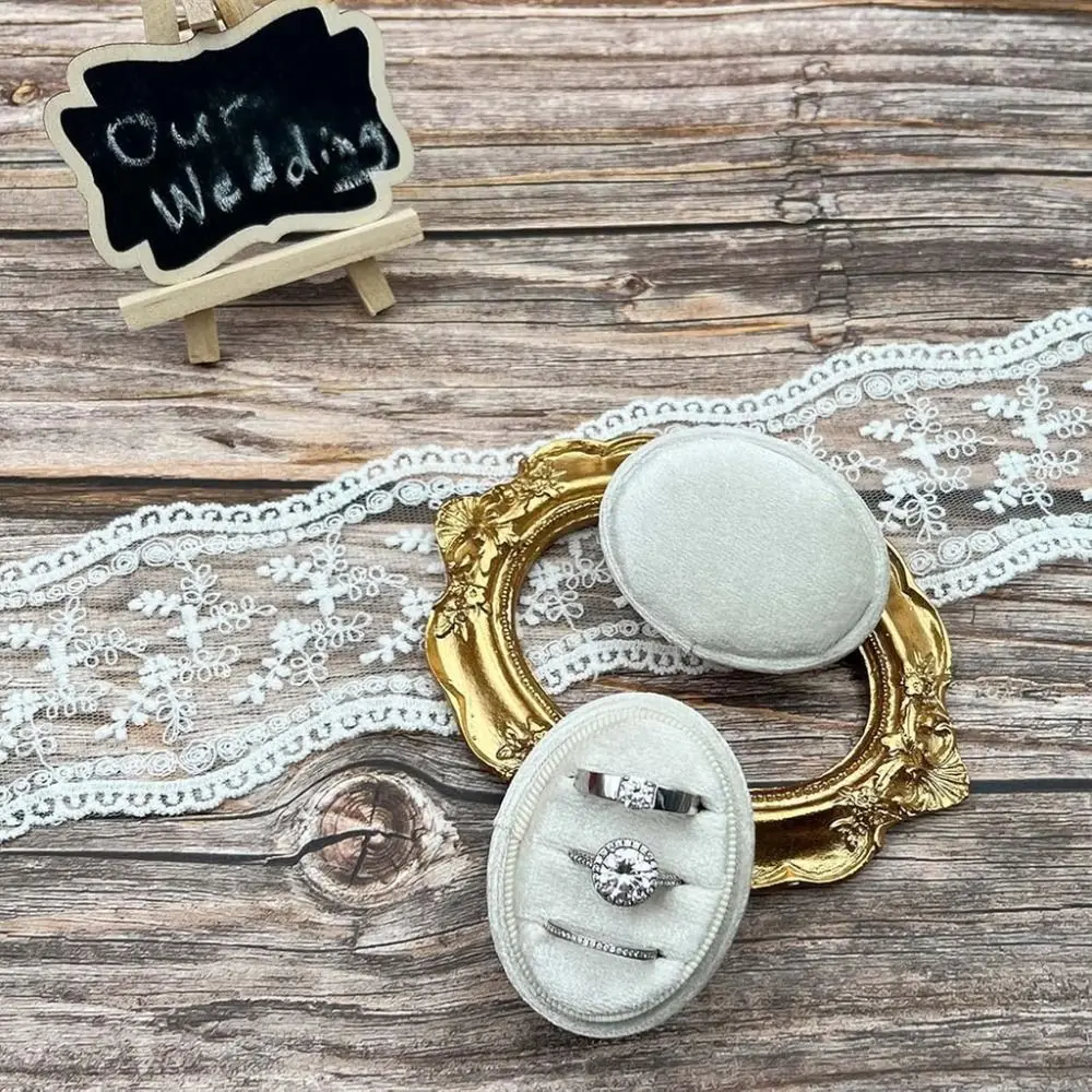 

Velvet Material Velvet Ring Box 2 Slots/3 Slots Oval Shape Jewelry Organizer Box Handmade Vintage Style Earring Box Engagement