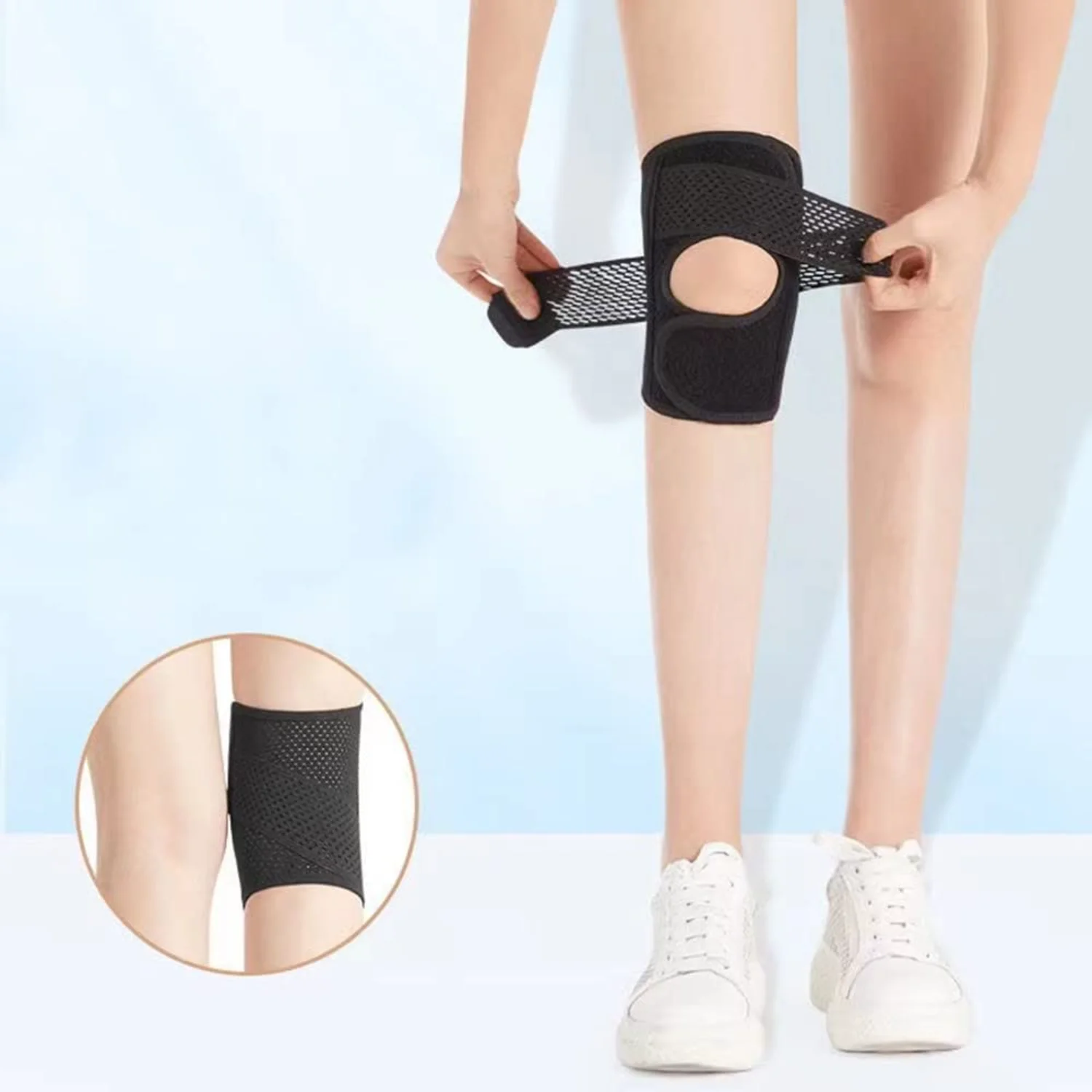 Knee Brace with Side Stabilizers Relieve Meniscus Tear,Joint Pain,Sports Injuries,Breathable Adjustable, Running Workout Sports