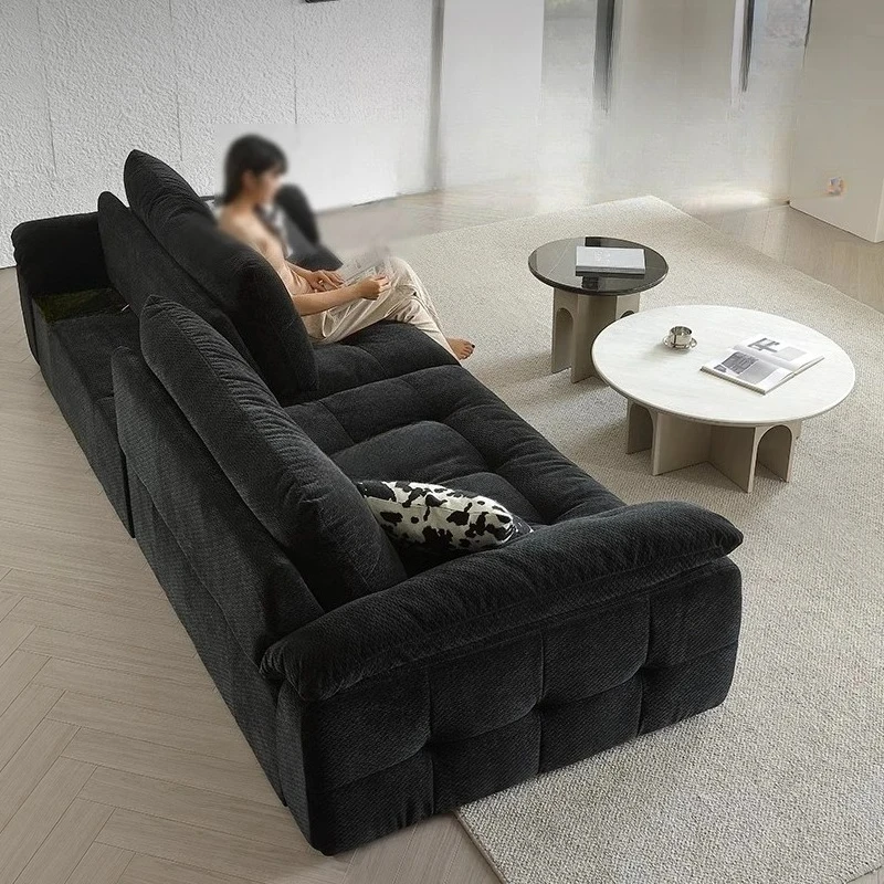 #Straight row living room large sitting depth adjustable backrest retro wind chenille fabric cloud sofa