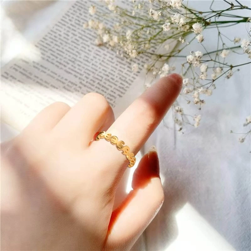 Women Lucky Charm Ring Money Catcher Coin Vintage Hollow Stainless Steel Finger Ring FengShui Rings Jewelry Accessories