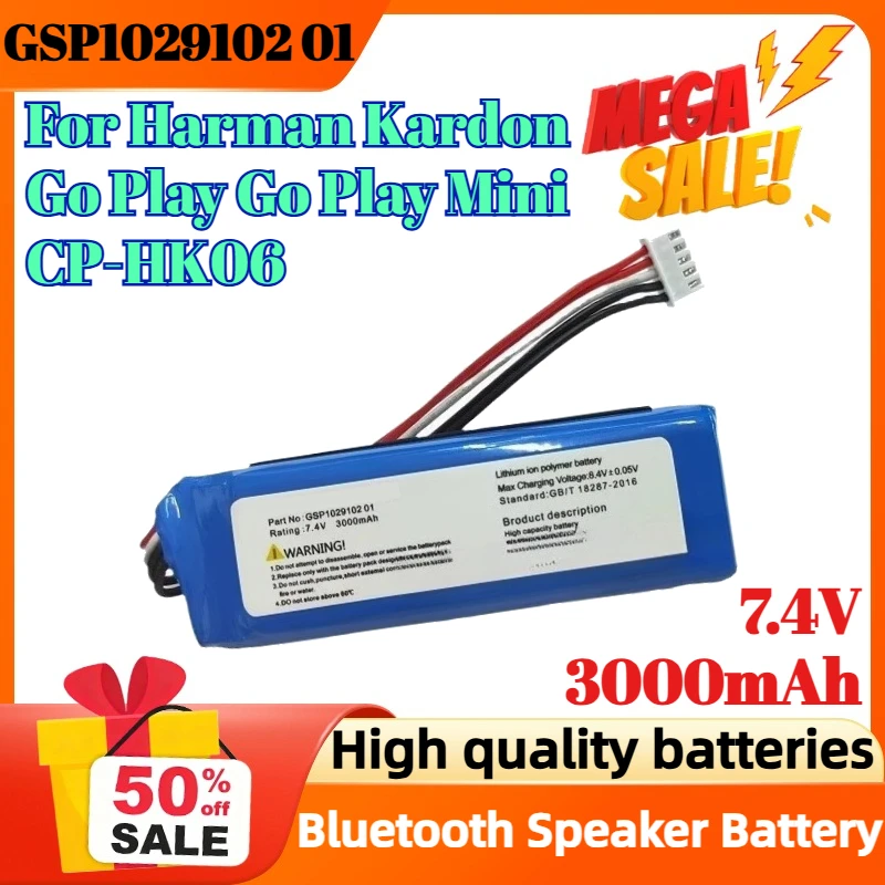 

GSP1029102 01 7.4V 3000mAh Battery for Harman Kardon Go Play Go Play Mini CP-HK06 Bluetooth Speaker Battery
