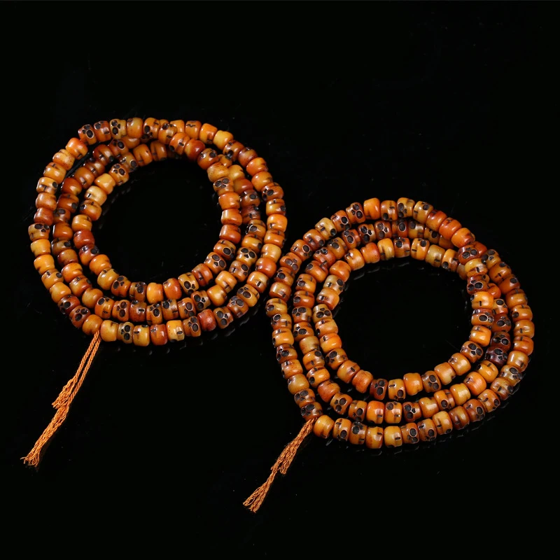 Yak Bone A-Dai Cultural , 108 Buddhist , Skull-Shaped Loose , Semi-Finished Plain Beads