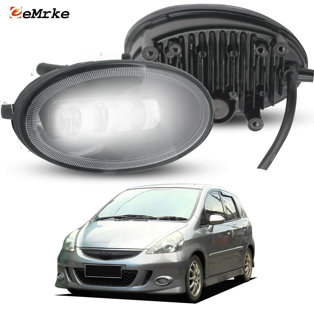 Modified Fog Lamp White + Yellow Led Car Fog Lights 40W Lens for Honda Jazz VTi-S Jazz Sport / Jazz GD Facelift 2006 2007 2008