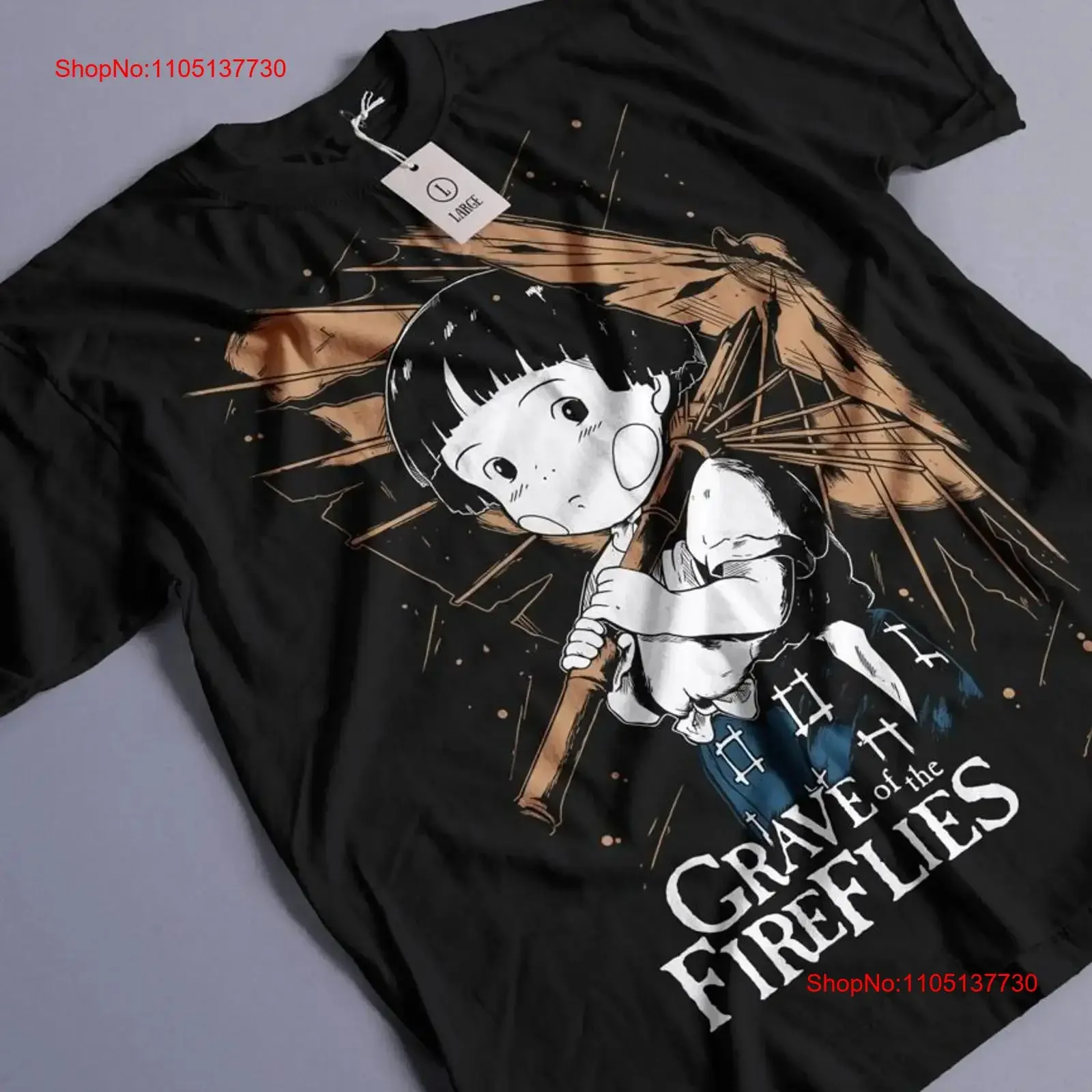 

Grave Of The Fireflies Классический аниме-фильм 80-х годов Футболка с рукавами реглан 3 4 винтажная стираная повседневная футболка для повседневной носки с графикой