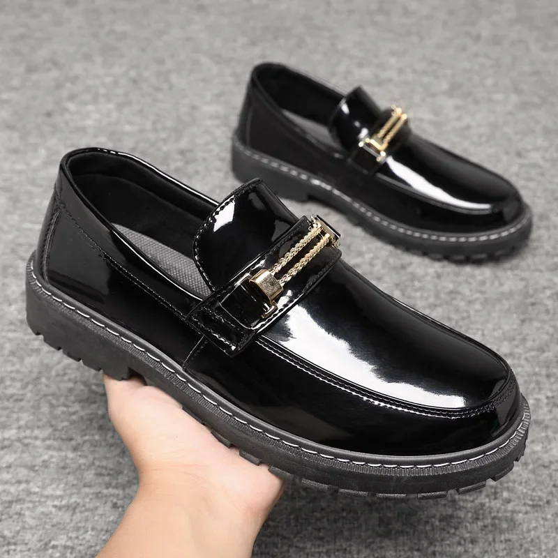 

Luxury Glitter Men's Loafers British Style Black Leather Shoes For Men Designer Shoes Comfortable Casual Shoes Man Slip-on Shoes