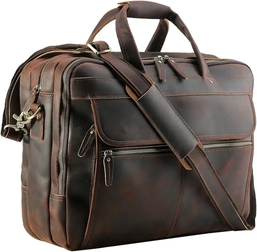 Briefcases For Men Leather Messenger Bag 15.6\