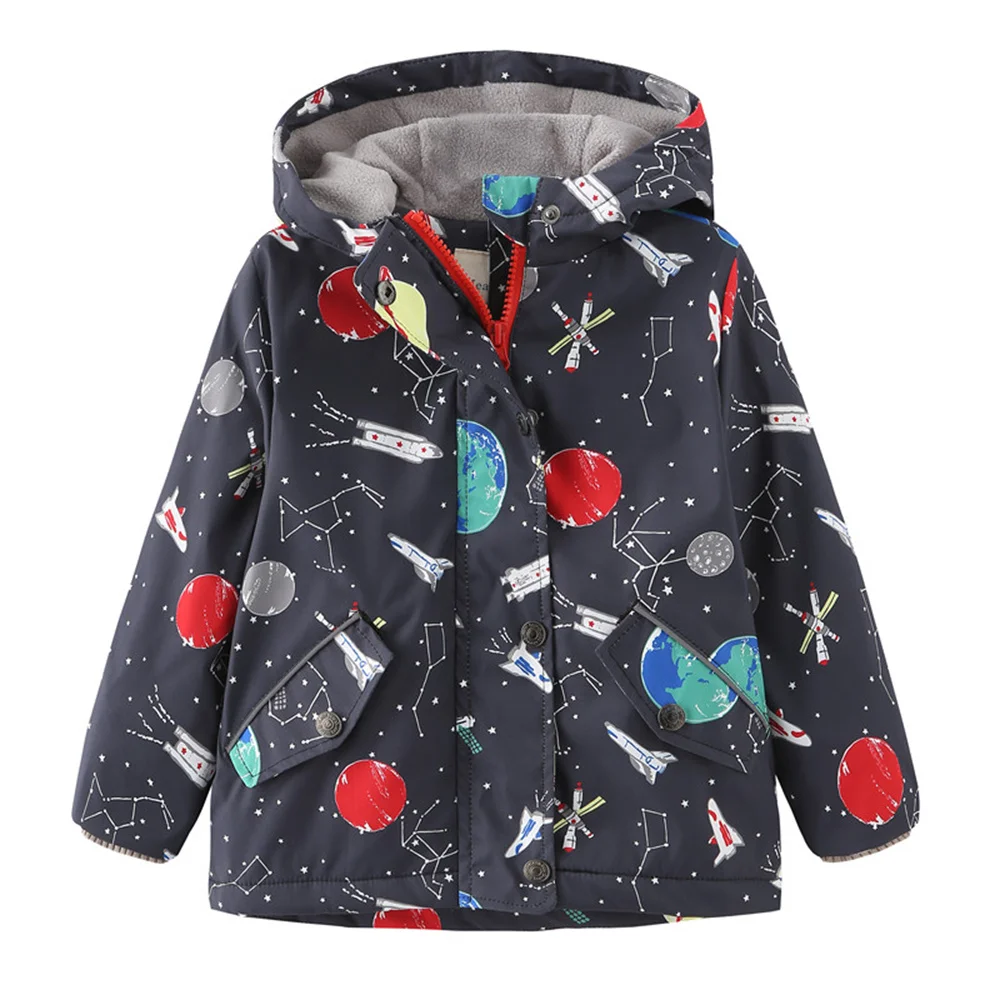 New Spring Autumn Child Kid Clothes Baby Boys Space Jackets Coats Double -Deck Inner Polar Fleece Windproof Waterproof