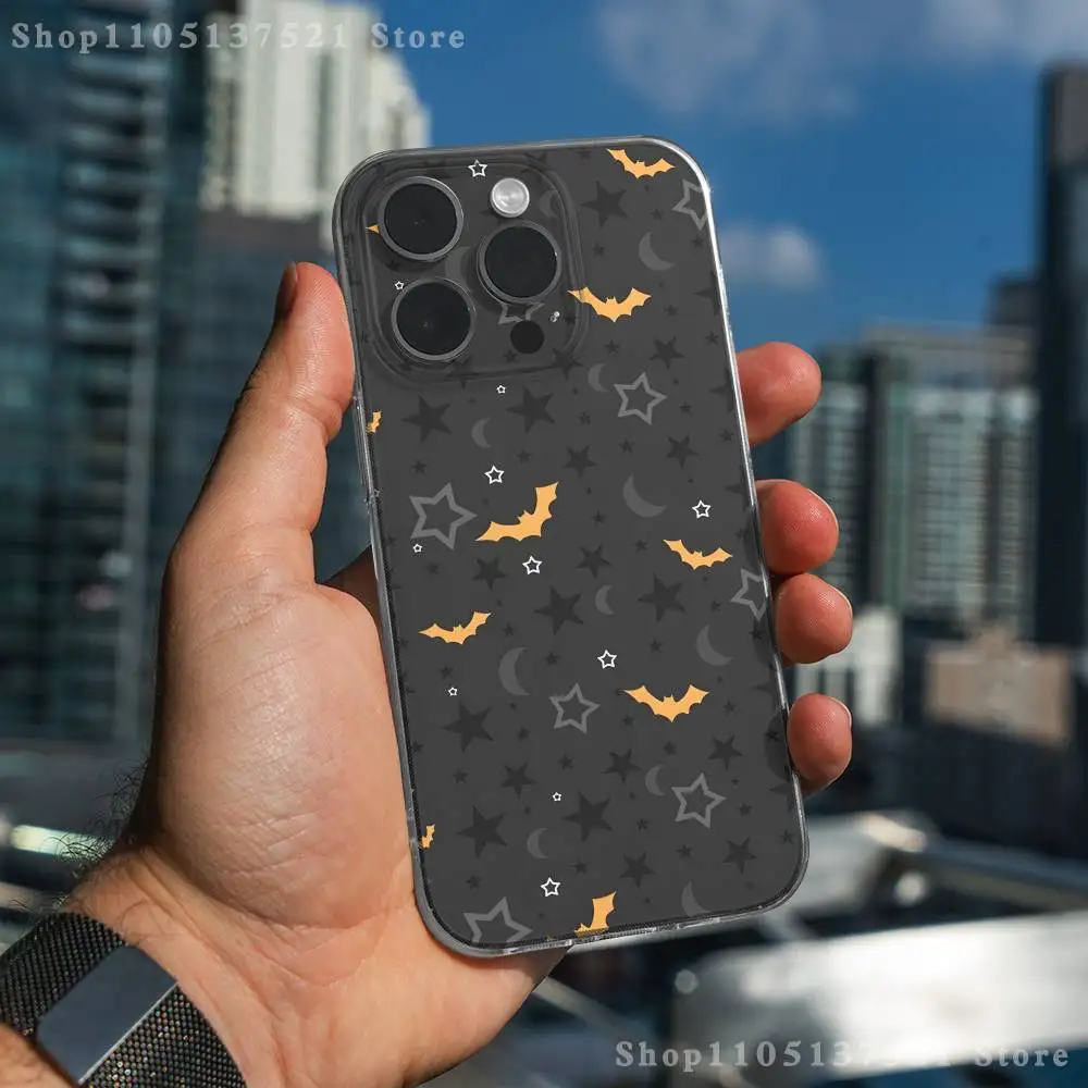 Готический чехол для телефона с летучей мышью вампира для iPhone 17,16,15,14,13,12,11 Pro,Max,Plus,X,XS,XR,SE4,E Mini, прозрачный мягкий чехол