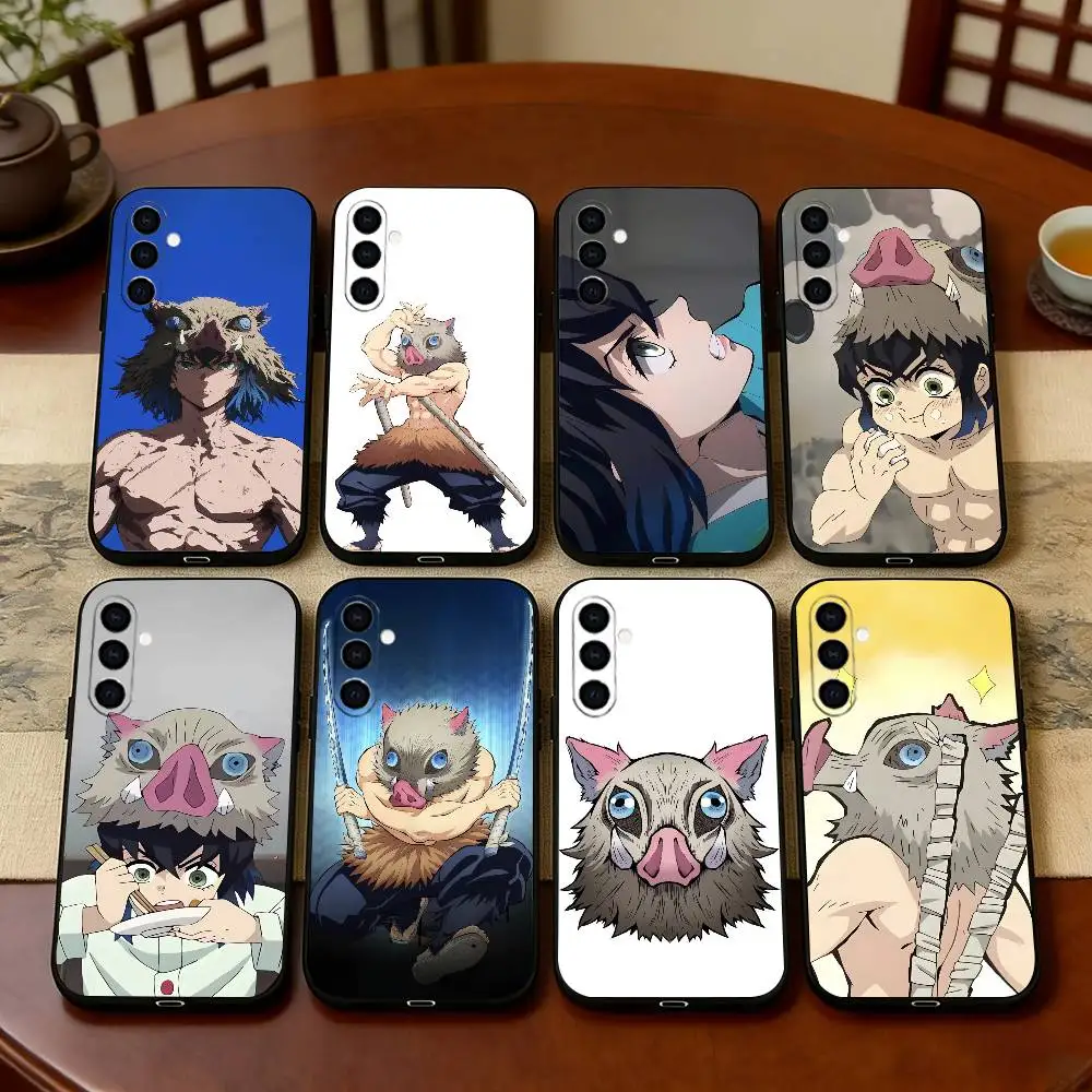 D-Demon S-Slayer Inosuke Hashibira Phone Case Black Silicone Soft For Samsung Galaxy A73,A72,A71,A70,A53,A52,A51