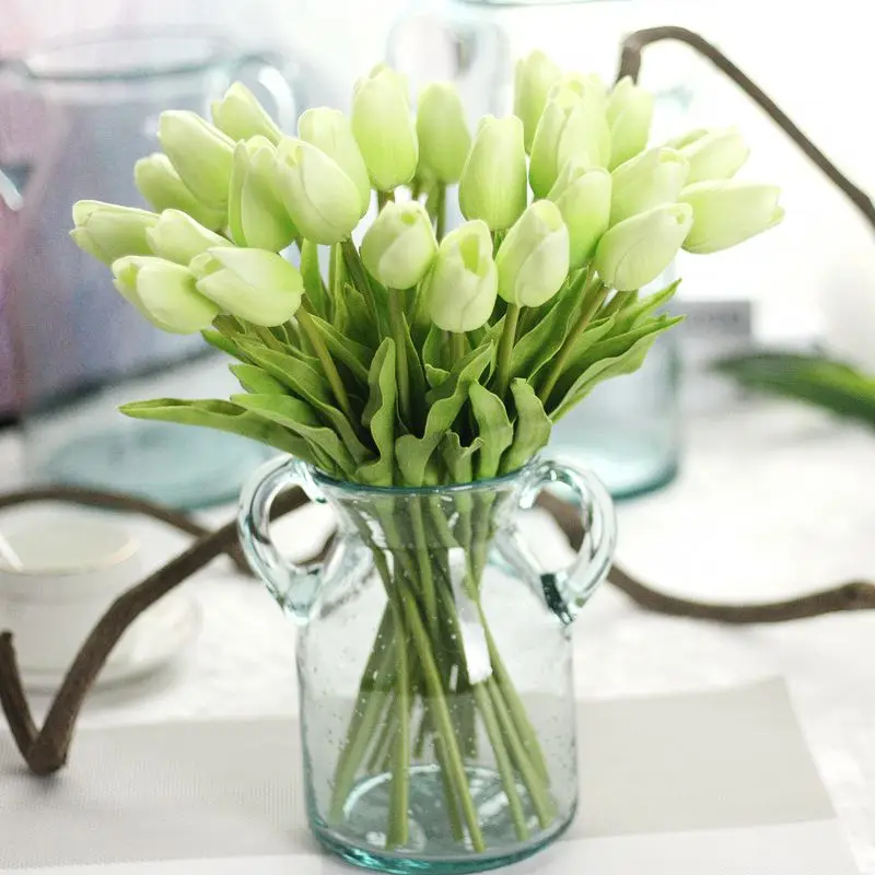 1Pcs PU Tulip Artificial Flower Real Touch Mini Tulip For Home Gift Wedding Decorative Flowers