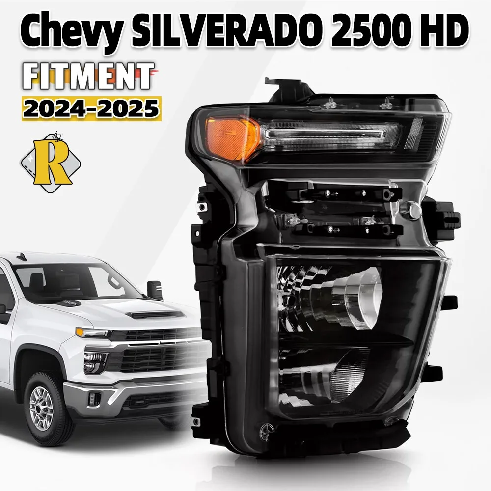 For 2024-2025 Chevy Silverado 2500HD 3500HD Halogen Headlight Right Side Black