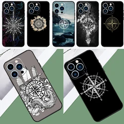World Map Compass Nautical Case For iPhone 16 15 14 13 12 11 Pro Max XR X XS Max Plus 12 13 Mini Back Cover