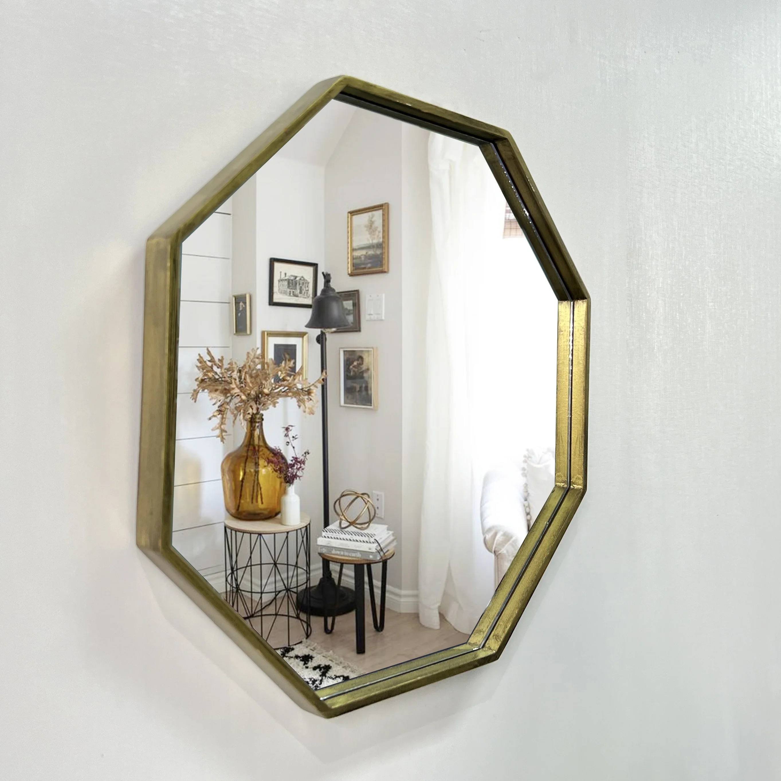 50cm Creative Fashion Simple Special-Shaped Decoration Hanging Mirror Nordic Retro Light Luxury Octagon Mirror