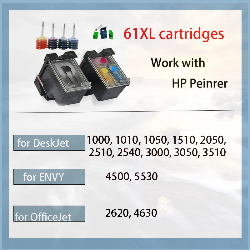 Vilaxh 61XL Compatible Ink Cartridge for HP 61XL for hp61 for hp 61 Envy 4500 4502 5530 Deskjet 1050 2050 3050 3054 3000 1000