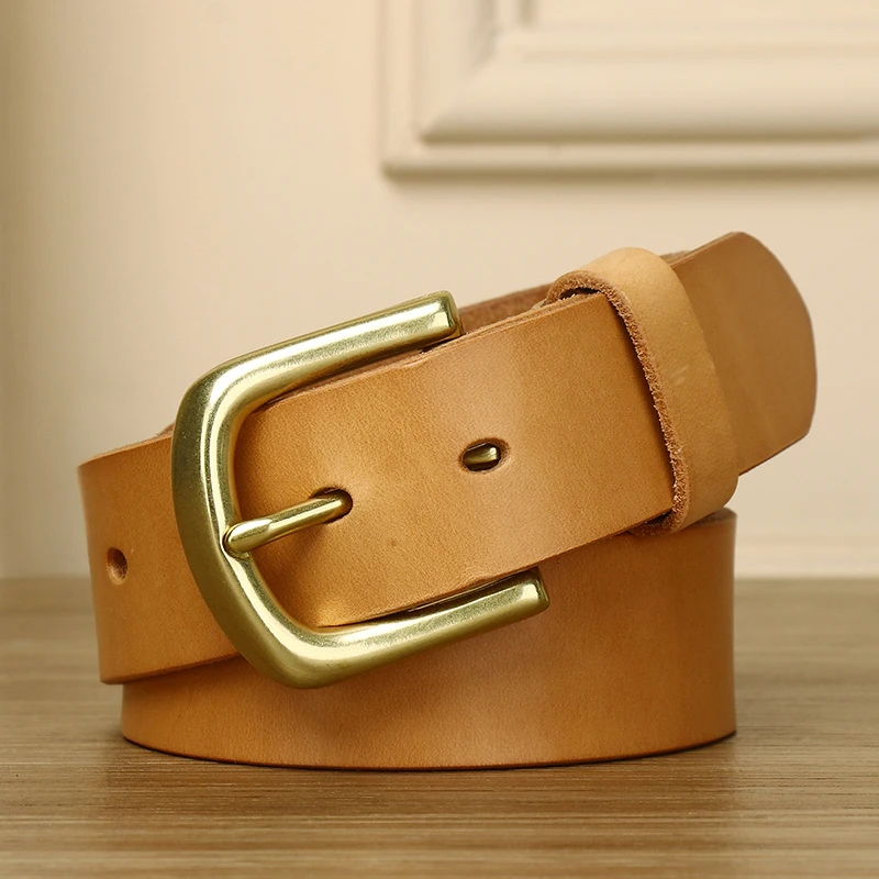 Vegetable Tanned Leather Genuine Leather For Men Full-Grain Leather Handmade Belt Primary colour Casual Pin Buckle Men's Belt