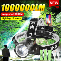 2024 NEW Most Powerful Headlamp 18650 Rechargeable High Power LED Head Flashlight Fishing Head Lantern Professional Front Light