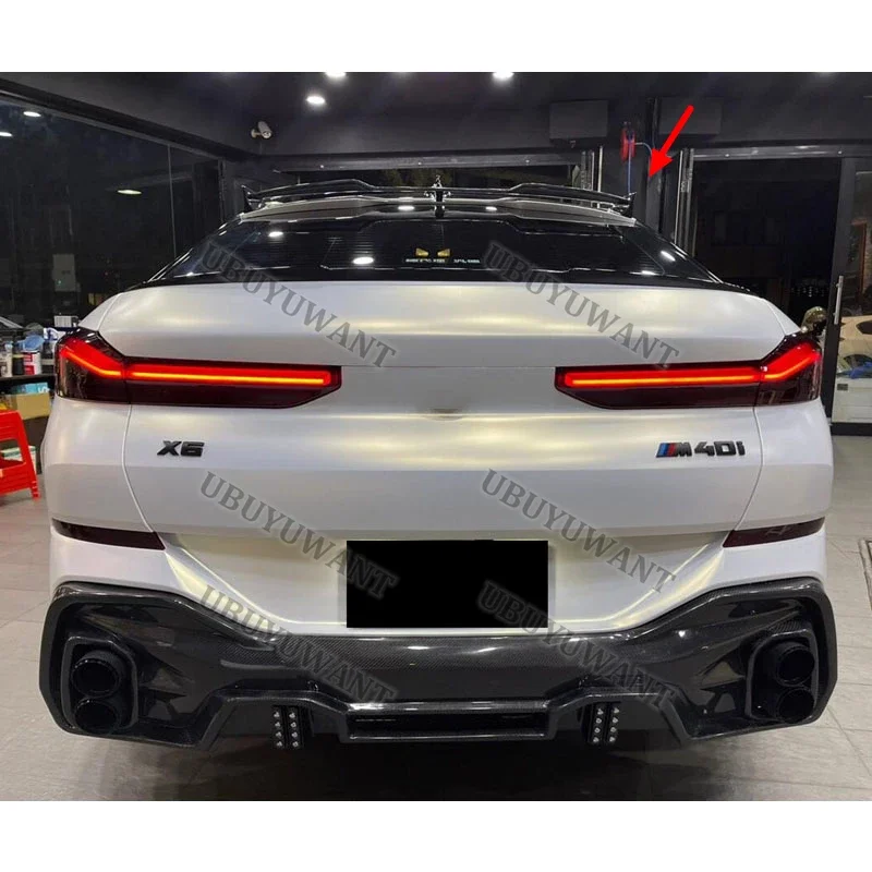 For BMW X6 X6M G06 F96 2020-2024 LD Tyle Roof Carbon Fiber Rear Trunk Spoiler Car Wing