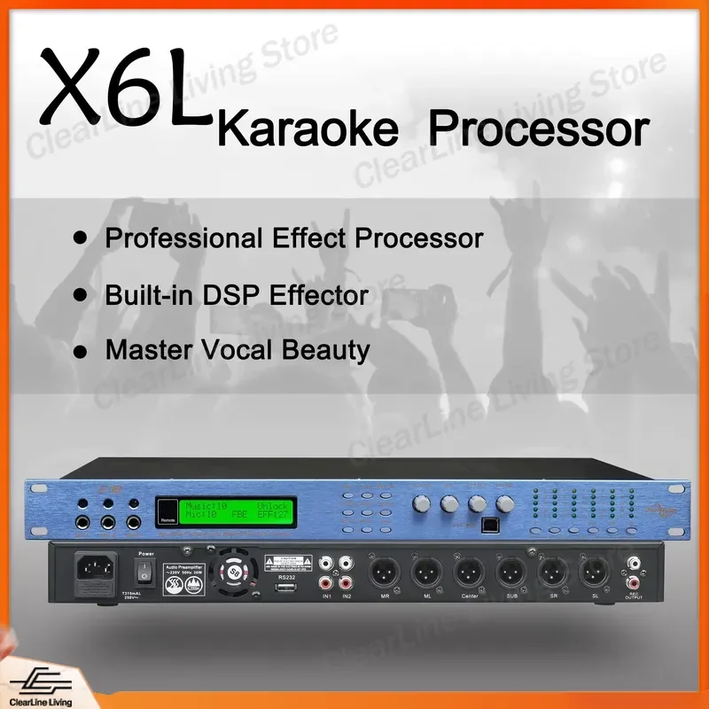 X6L Pro 6 Channel Digital Audio Processor DSP Reverb Bluetooth USB Anti Howling Feedback Suppressor for Home Karaoke KTV