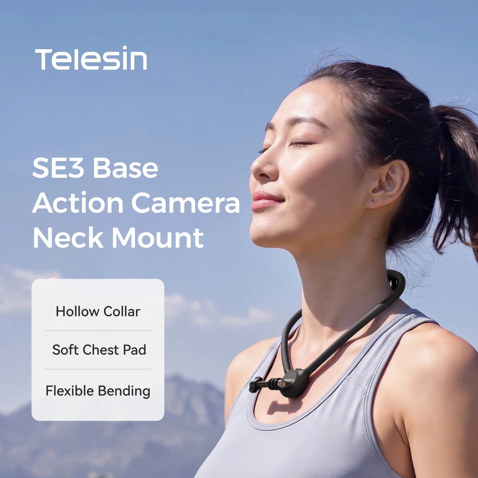 TELESIN SE3 Base Action Camera Neck Mount Flexible POV Holder for or GoPro Insta360 DJI OSMO Action Universal Neck Hold Mount