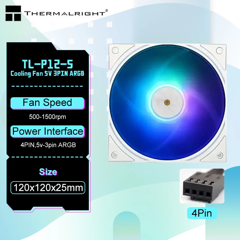 Thermalright TL-P12-S 12cm Cooling Fan 5V 3PIN ARGB pc gamer Adjust Speed Cooler argb Adjustable computer Case Fan ventilador