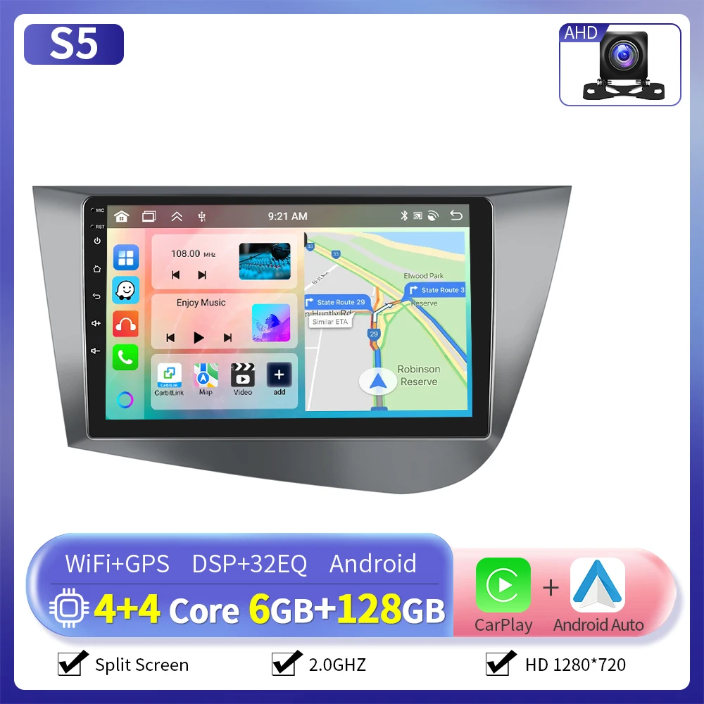 Camecho 6 + 128G Auto Radio Für SEAT LEON 2005-2012 (LHD) drahtlose CarPlay Android Auto Auto Intelligente Systeme 2 Din Autoradio GPS 9