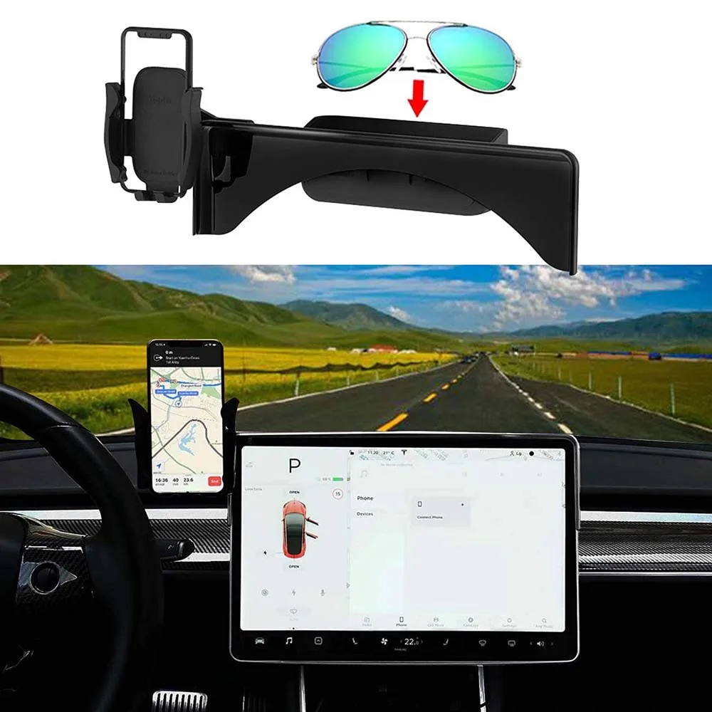 Multifunction Cellphone Mount Wireless Charger for      Model 3 Model Y     Fixed Clip Safety Cellphone Holder Stand Silent