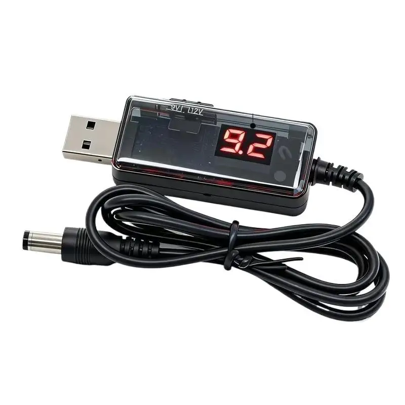 DC Step Up USB Boost Cable 5V to 9V 12V 3.5x1.35mm Connector High Efficiency Power Adapter for Router Modem