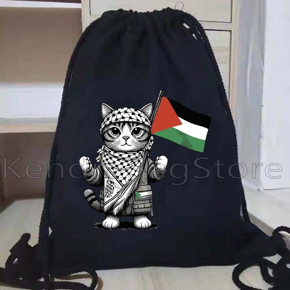 Calligrafia araba Kufiya Regali gratuiti Zaino con coulisse Zaino da palestra sportivo Zaino da calcio Keffiyeh Zaino da palestra pallido-stino