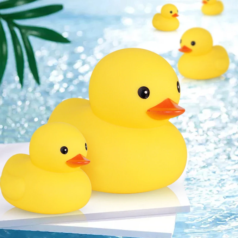 Pato amarillo grande de goma para baño, juguetes de baño Kawaii, Flotador para apretar, regalo para bebé