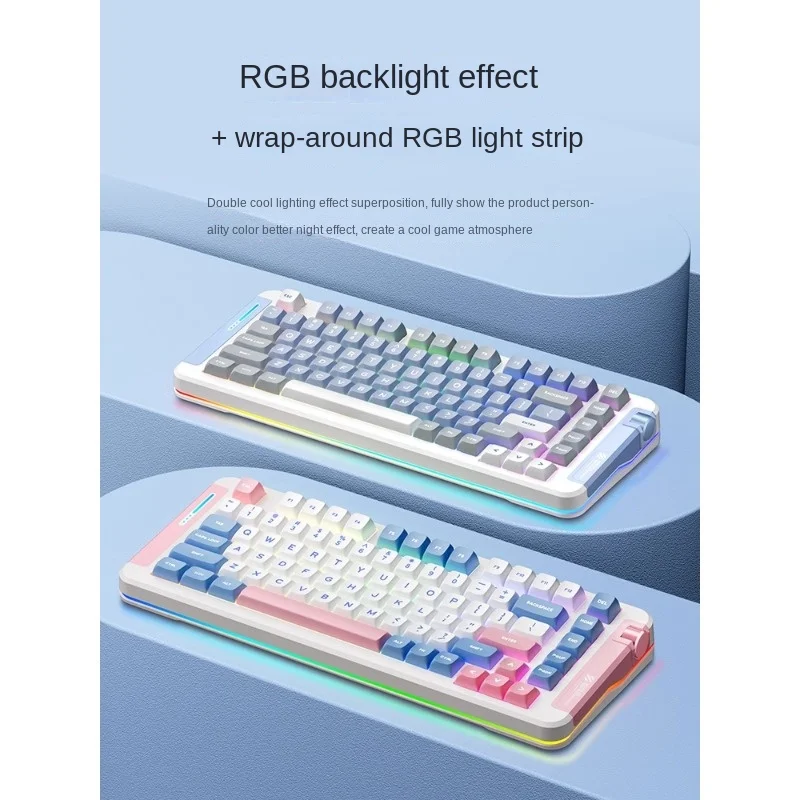 X75 Keyboard Three Mode 2.4g Wireless Bluetooth Customized Mechanical Keyboard Rgb 82 Keys Backlit PBT Hot Plug Game Keyboard