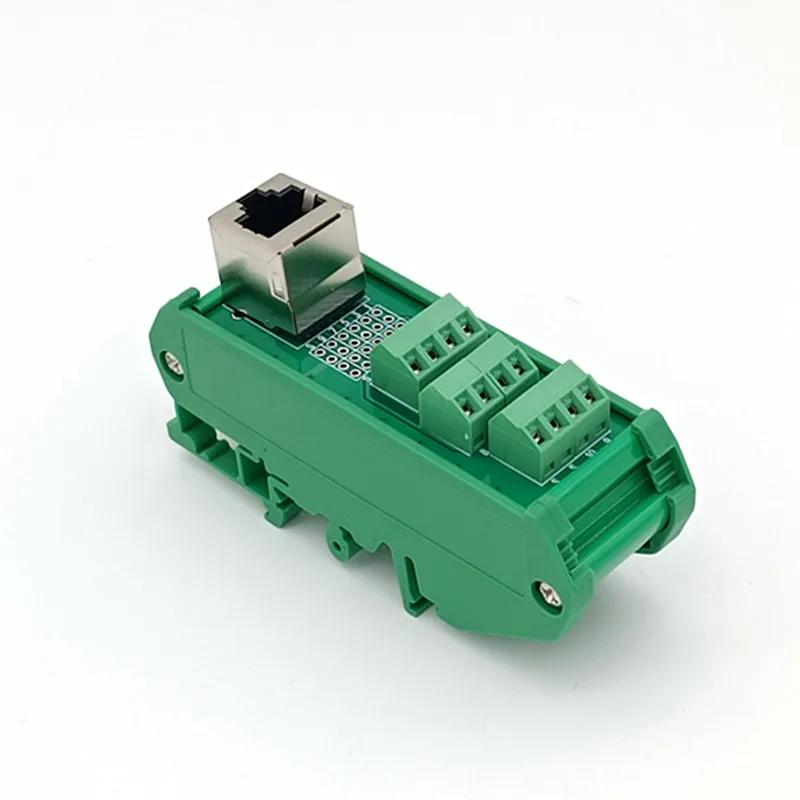 Slim DIN Rail Mount RJ50 10P10C Breakout Board Interface Module.