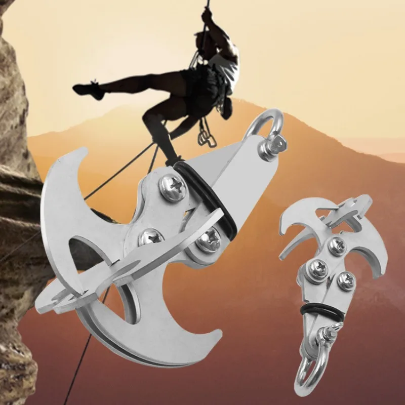 Stainless Steel Outdoor Climbing Hook Multifunctional Grappling Hook Survival Folding Escapement Hook Camping Edc Equipment Tool