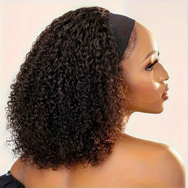 200% Density Headband Wigs Human Hair Wigs Natural Black Deep Curly Reday To Wear Kinky Curly Headband Wig Body Wave Machine Human Hair