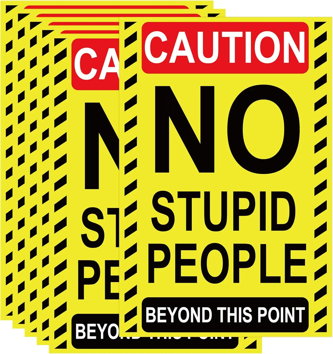 

12 упаковок желтых предупреждающих наклеек без глупых людей, приведевших 8x12 дюймов