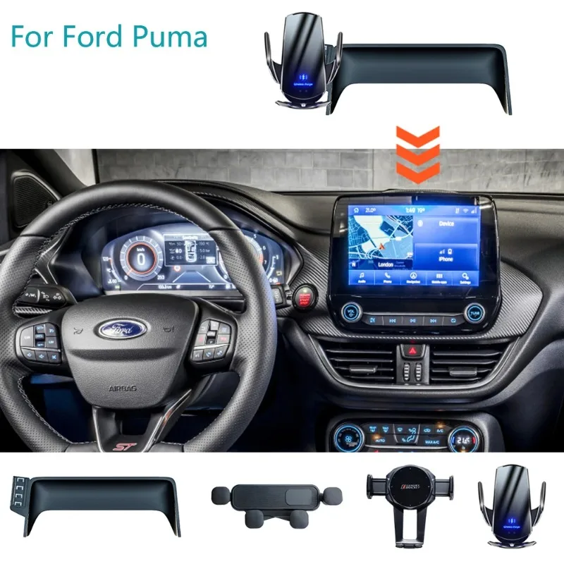 Phone Holder in Car for Ford Puma ST Car Phone Holder Screen Fixed Navigation Bracket Mobile Gravity Car Interior Accessories