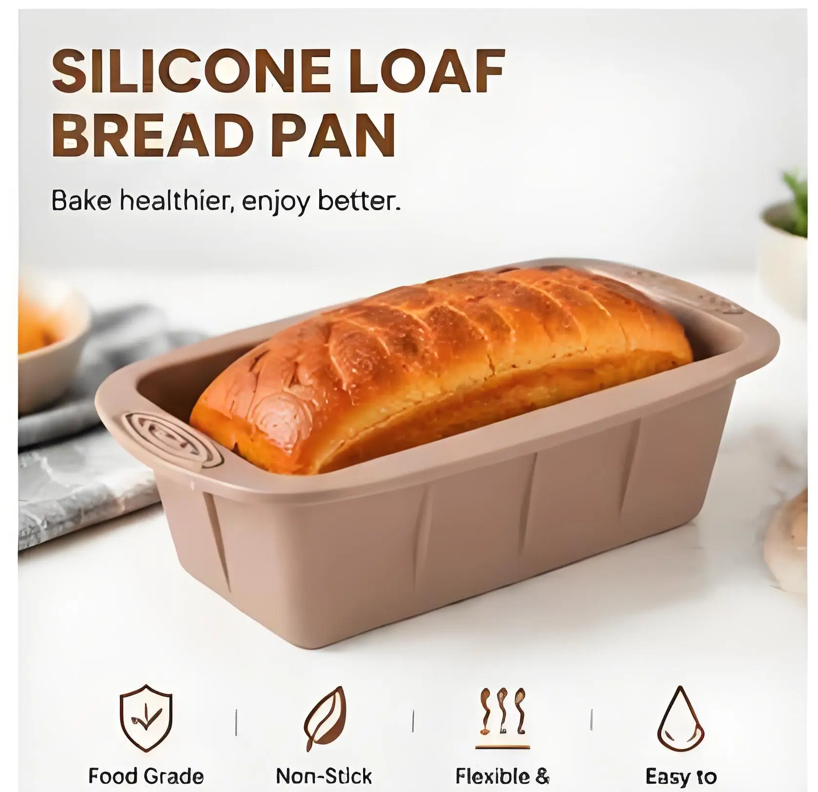 Silicone bread plate, non stick bread plate, easy to take off, very suitable for bread, toast, brownies, homemade cakes