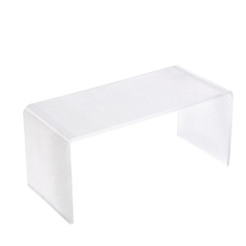 Light luxury transparent living room small coffee table solid wood simple cream household bay window balcony computer low table