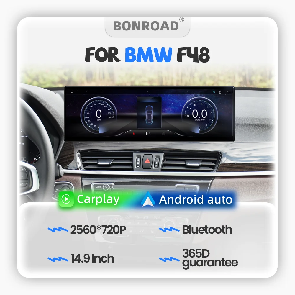 BONROAD Autoradio Multimediale con Schermo Touch da 14.9 Pollici, CarPlay Wireless e Android Auto per BMW X1 F48 X2 F49 NBT EVO, Navigazione Stereo con Airplay e Autolink