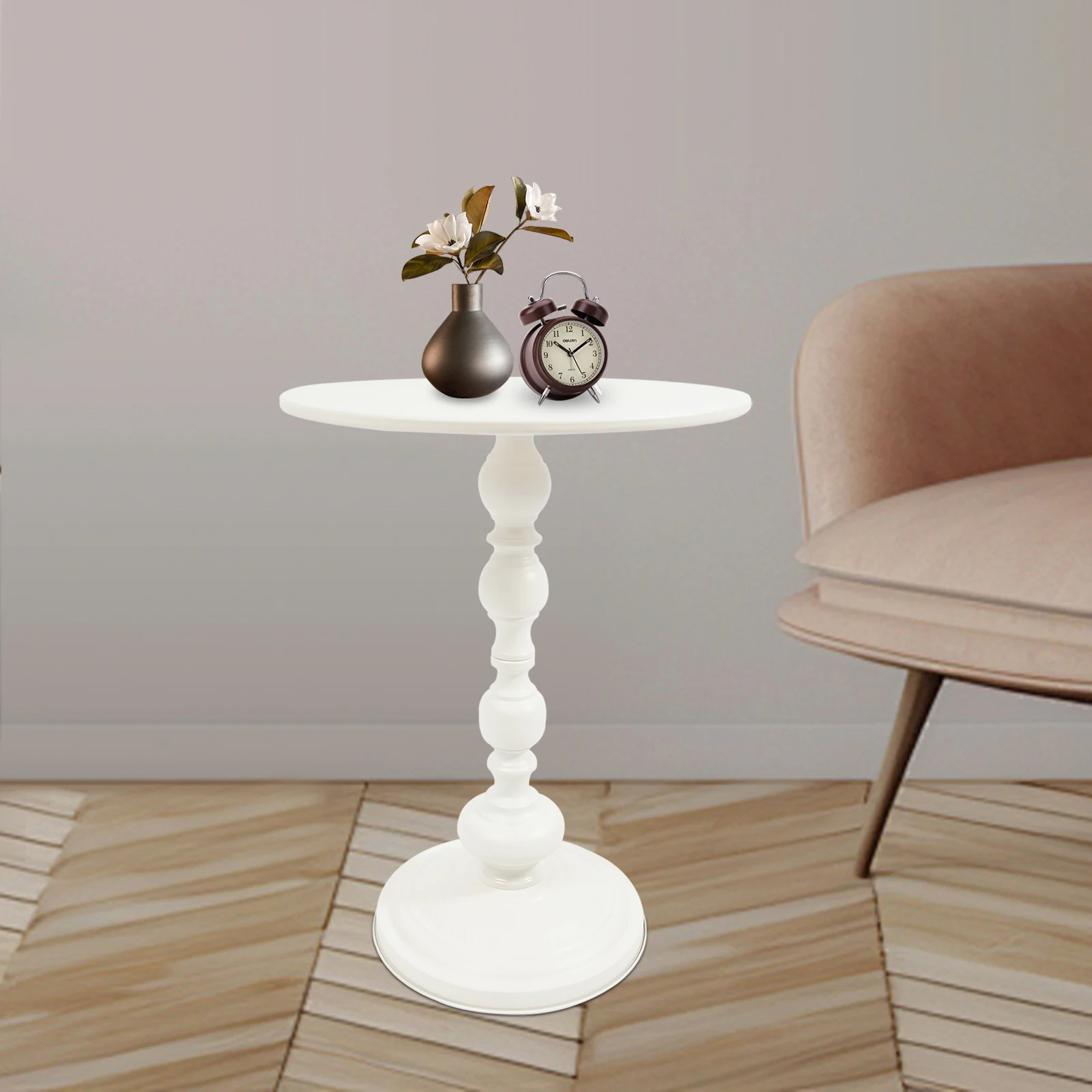 Round Side Table for Living Room, Small Accent Table, Couch End Table, Coffee Table, Nightstand, Durable Lightweight Portable